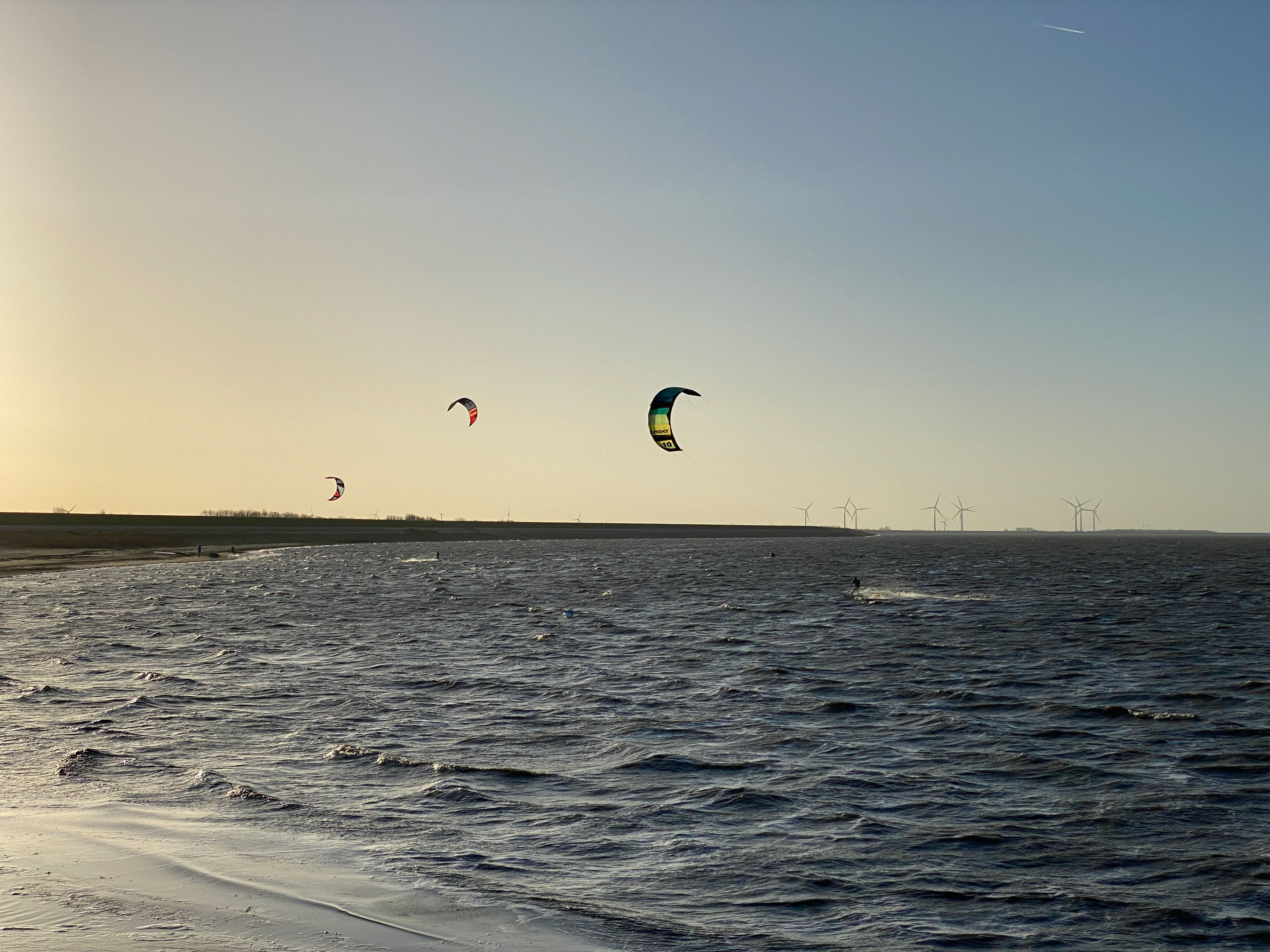 Kitesurfer an der Küste vor Harlingen