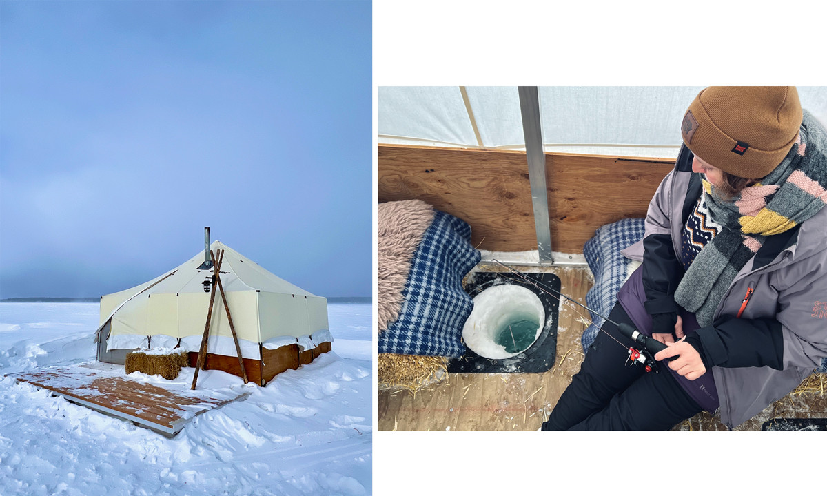 Fotocollage zum Eisfischen in Manitoba